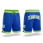 Custom Blue White-Neon Green Authentic Throwback Basketball Shorts