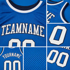 Custom Blue White-Navy Authentic Throwback Basketball Jersey detail
