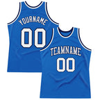 Custom Blue White-Navy Authentic Throwback Basketball Jersey photo 1