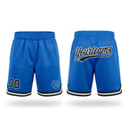 Custom Blue Black-White Authentic Throwback Basketball Shorts
