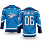 Custom Blue White-Navy Hockey Lace Neck Jersey