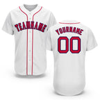 Custom White Red-Navy Baseball Jersey