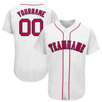 Custom White Red-Navy Baseball Jersey photo 1