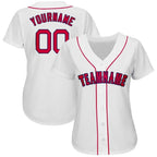Custom White Red-Navy Baseball Jersey photo 3