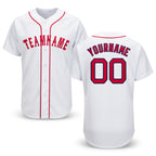 Custom White Red-Navy Baseball Jersey