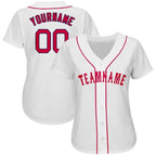 Custom White Red-Navy Baseball Jersey photo 2