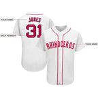 Custom White Red-Navy Baseball Jersey photo 3