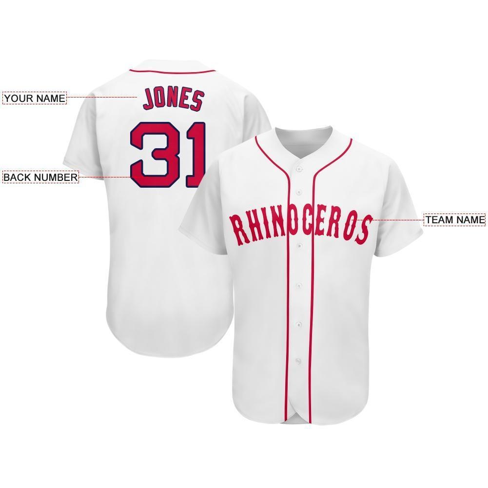 Custom White Red-Navy Baseball Jersey photo 3