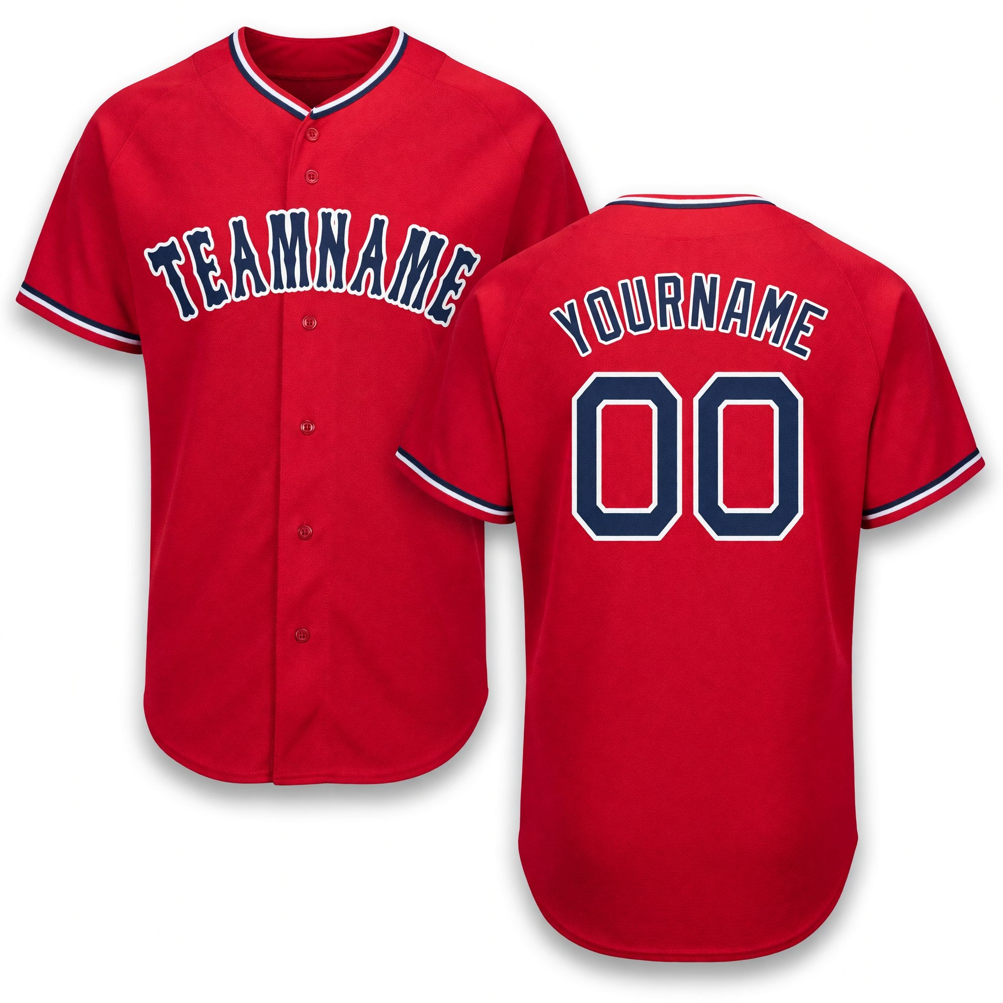 Custom Red Navy-White Baseball Jersey