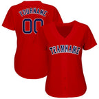 Custom Red Navy-White Baseball Jersey photo 2