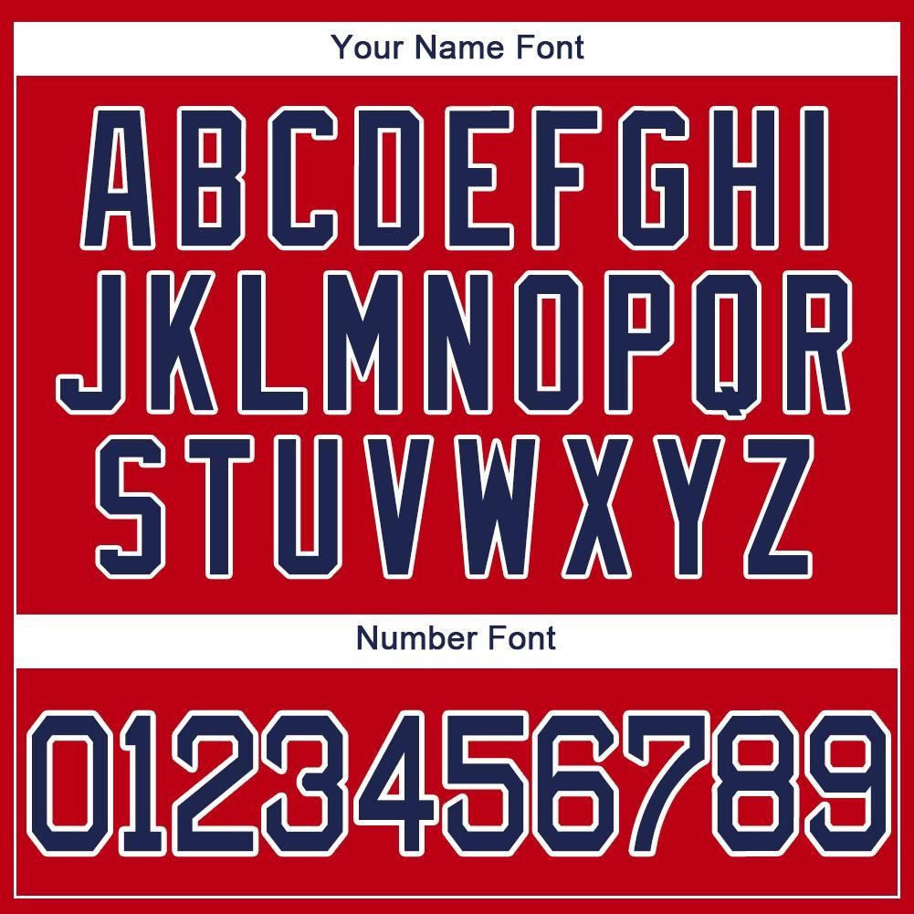 Custom Red Navy-White Baseball Jersey photo 3
