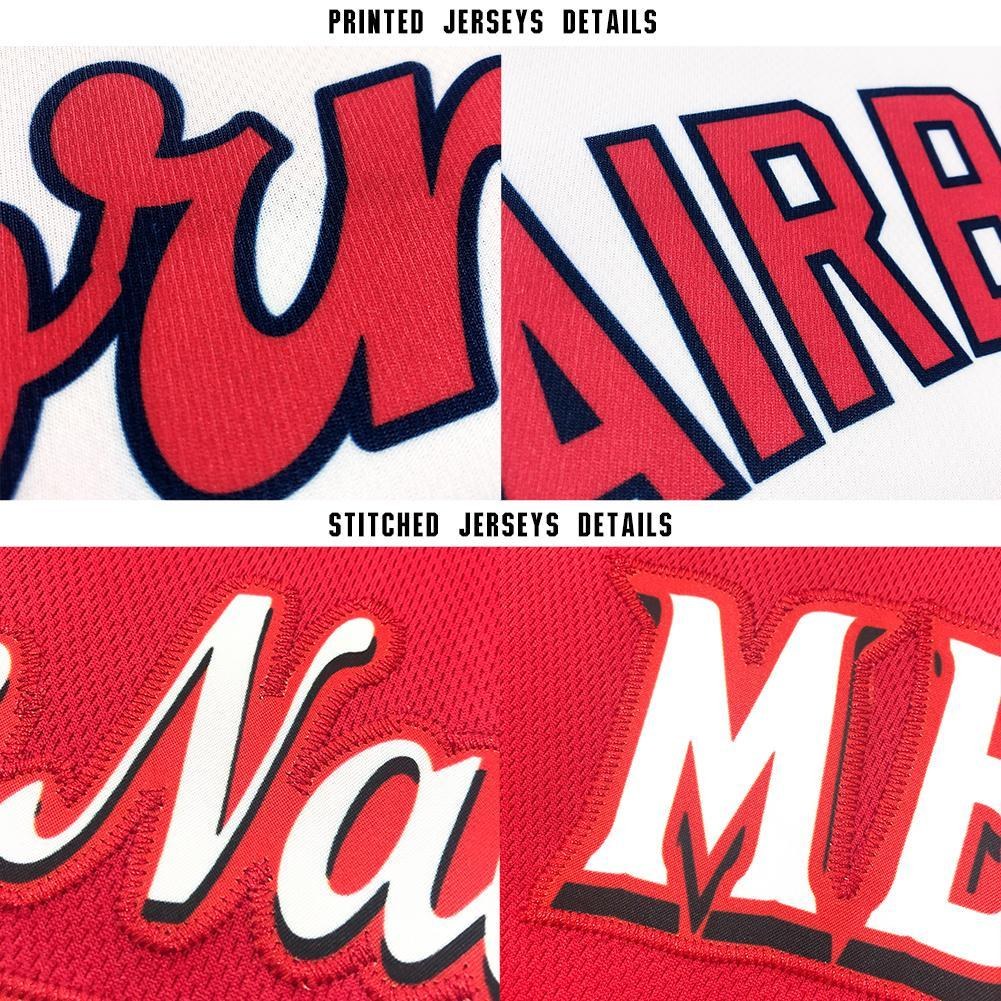 Custom Red Navy-White Baseball Jersey photo 5