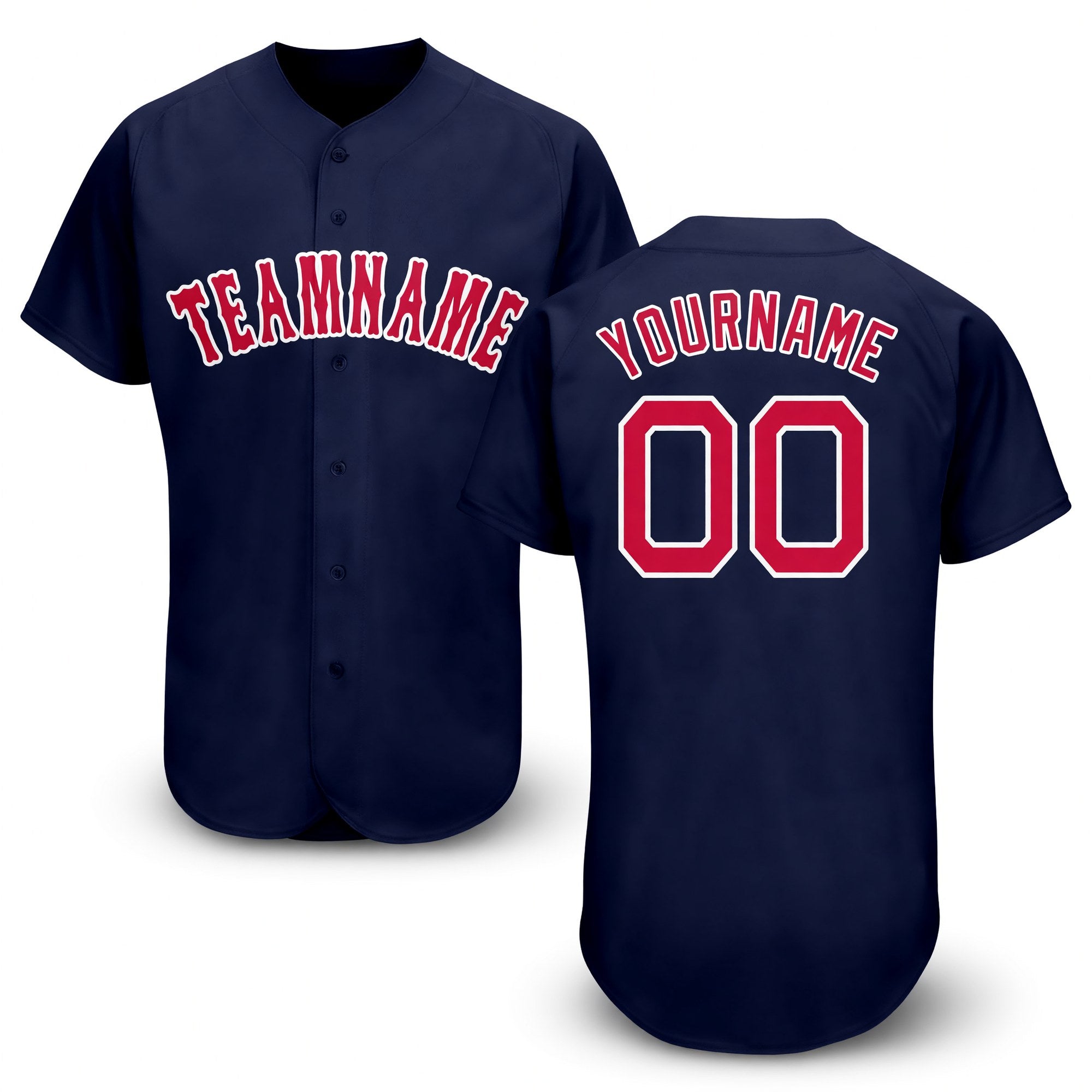 Custom Navy Red-White Baseball Jersey