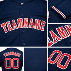 Custom Navy Red-White Baseball Jersey detail