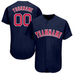Custom Navy Red-White Baseball Jersey photo 1