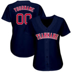 Custom Navy Red-White Baseball Jersey photo 2
