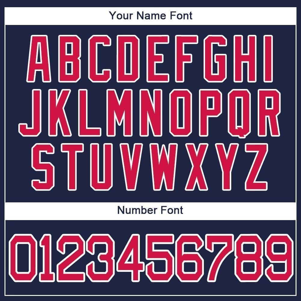 Custom Navy Red-White Baseball Jersey photo 3