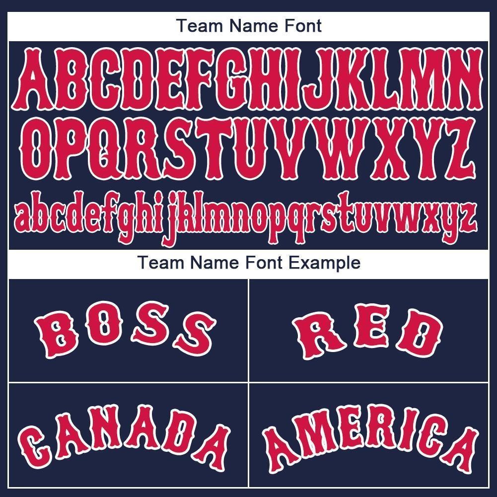 Custom Navy Red-White Baseball Jersey photo 4