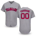 Custom Gray Red-Navy Baseball Jersey