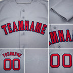 Custom Gray Red-Navy Baseball Jersey detail