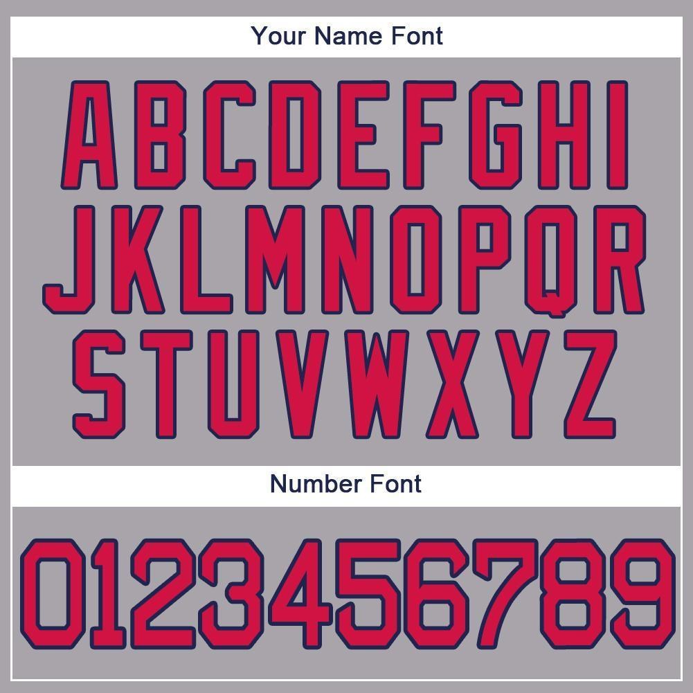 Custom Gray Red-Navy Baseball Jersey photo 2