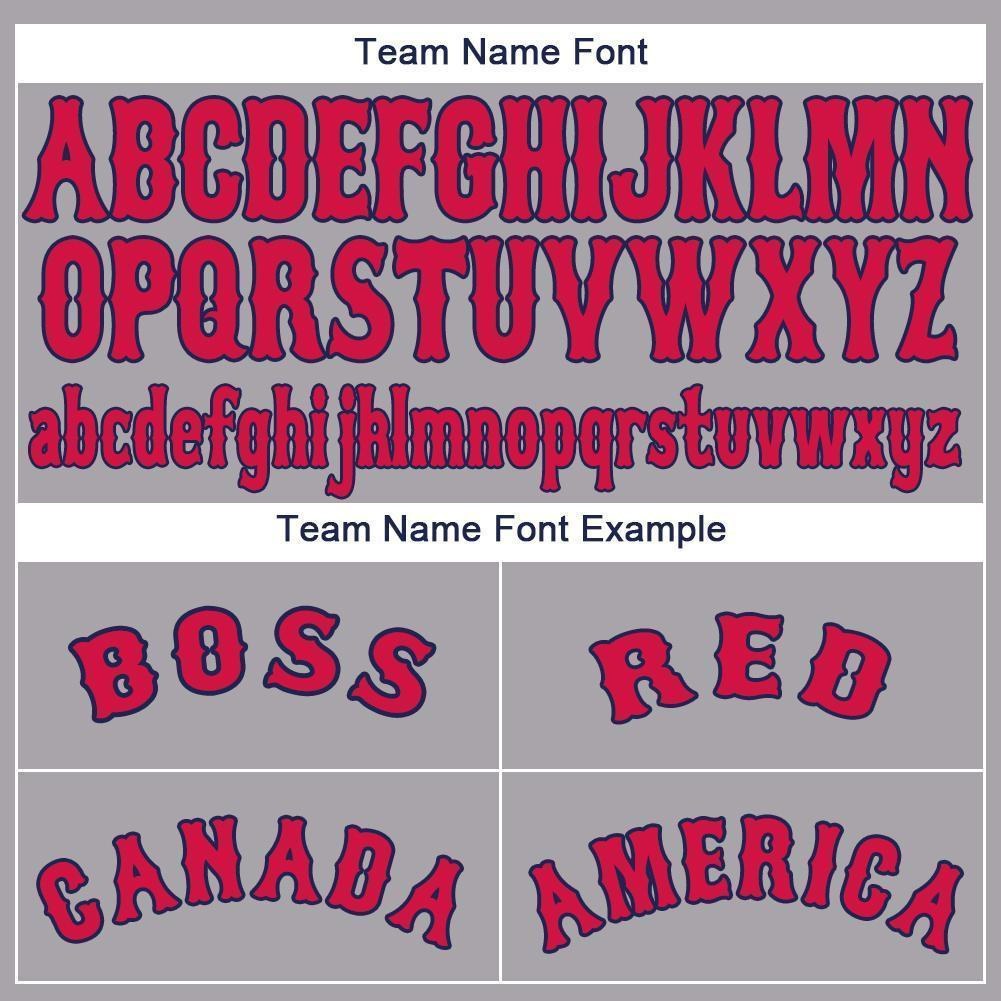 Custom Gray Red-Navy Baseball Jersey photo 3