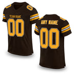 Custom Brown Gold-White Mesh Authentic Football Jersey