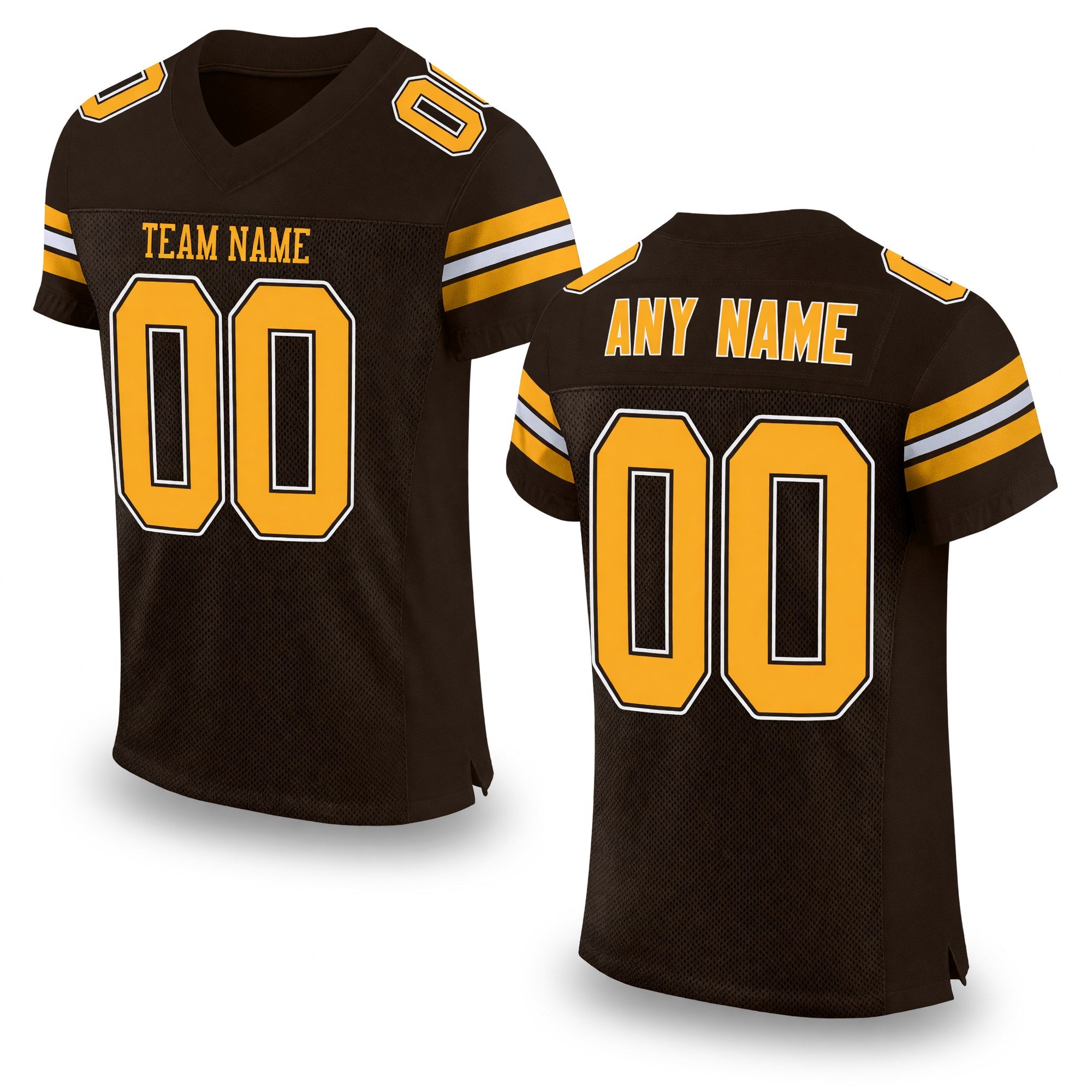 Custom Brown Gold-White Mesh Authentic Football Jersey