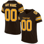 Custom Brown Gold-White Mesh Authentic Football Jersey photo 1