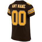 Custom Brown Gold-White Mesh Authentic Football Jersey photo 3