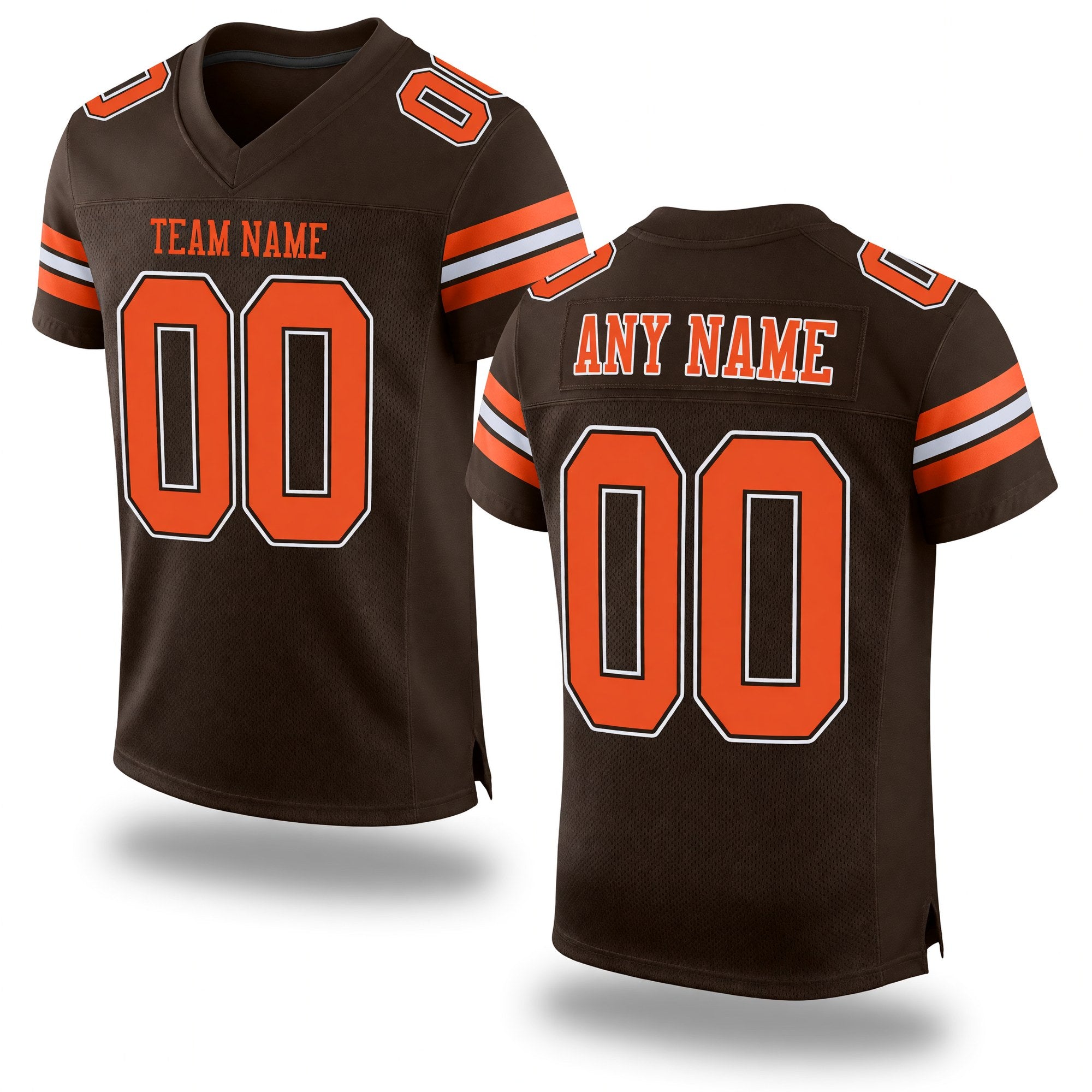 Custom Brown Orange-White Mesh Authentic Football Jersey