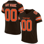 Custom Brown Orange-White Mesh Authentic Football Jersey photo 1