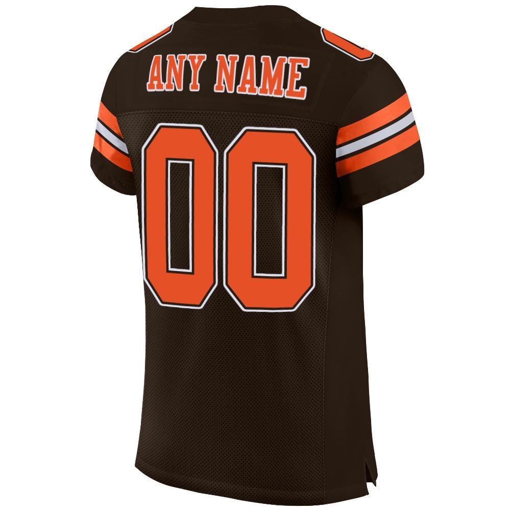 Custom Brown Orange-White Mesh Authentic Football Jersey photo 3