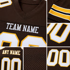 Custom Brown White-Gold Mesh Authentic Football Jersey detail