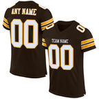 Custom Brown White-Gold Mesh Authentic Football Jersey photo 1