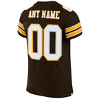Custom Brown White-Gold Mesh Authentic Football Jersey photo 3