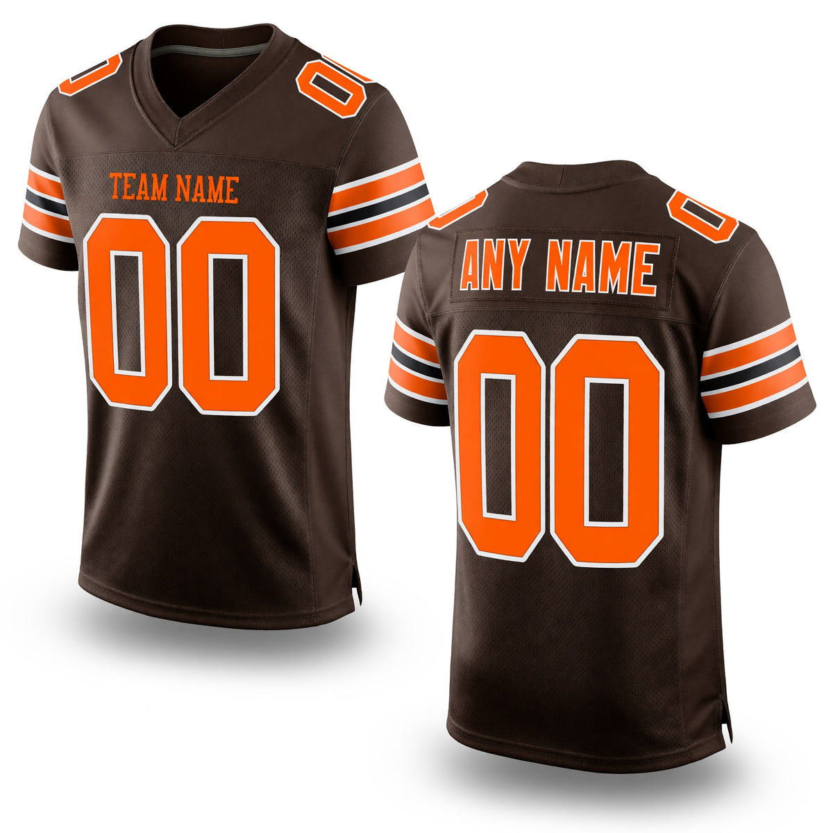 Custom Brown Orange-White Mesh Authentic Football Jersey