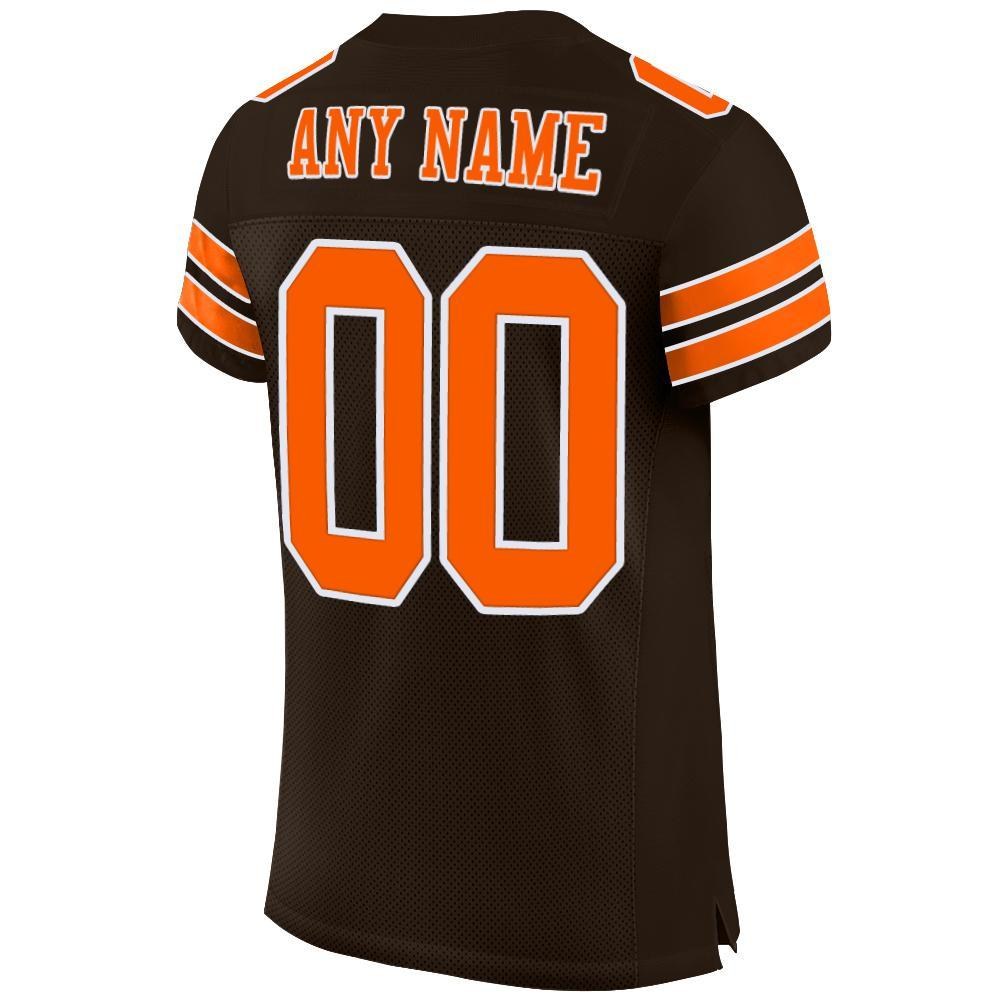 Custom Brown Orange-White Mesh Authentic Football Jersey photo 3