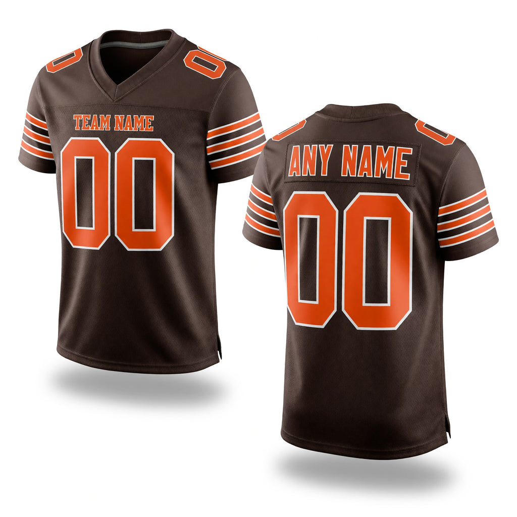 Custom Brown Orange-White Mesh Authentic Football Jersey