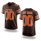 Custom Brown Orange-White Mesh Authentic Football Jersey