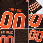 Custom Brown Orange-White Mesh Authentic Football Jersey detail