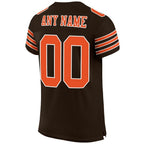 Custom Brown Orange-White Mesh Authentic Football Jersey photo 3