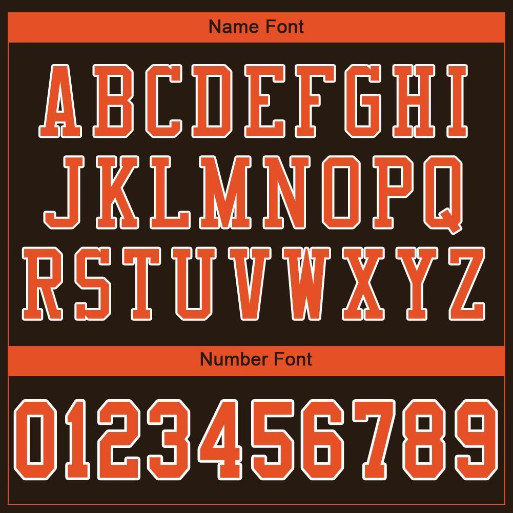 Custom Brown Orange-White Mesh Authentic Football Jersey photo 4