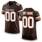 Custom Brown White-Orange Mesh Authentic Football Jersey