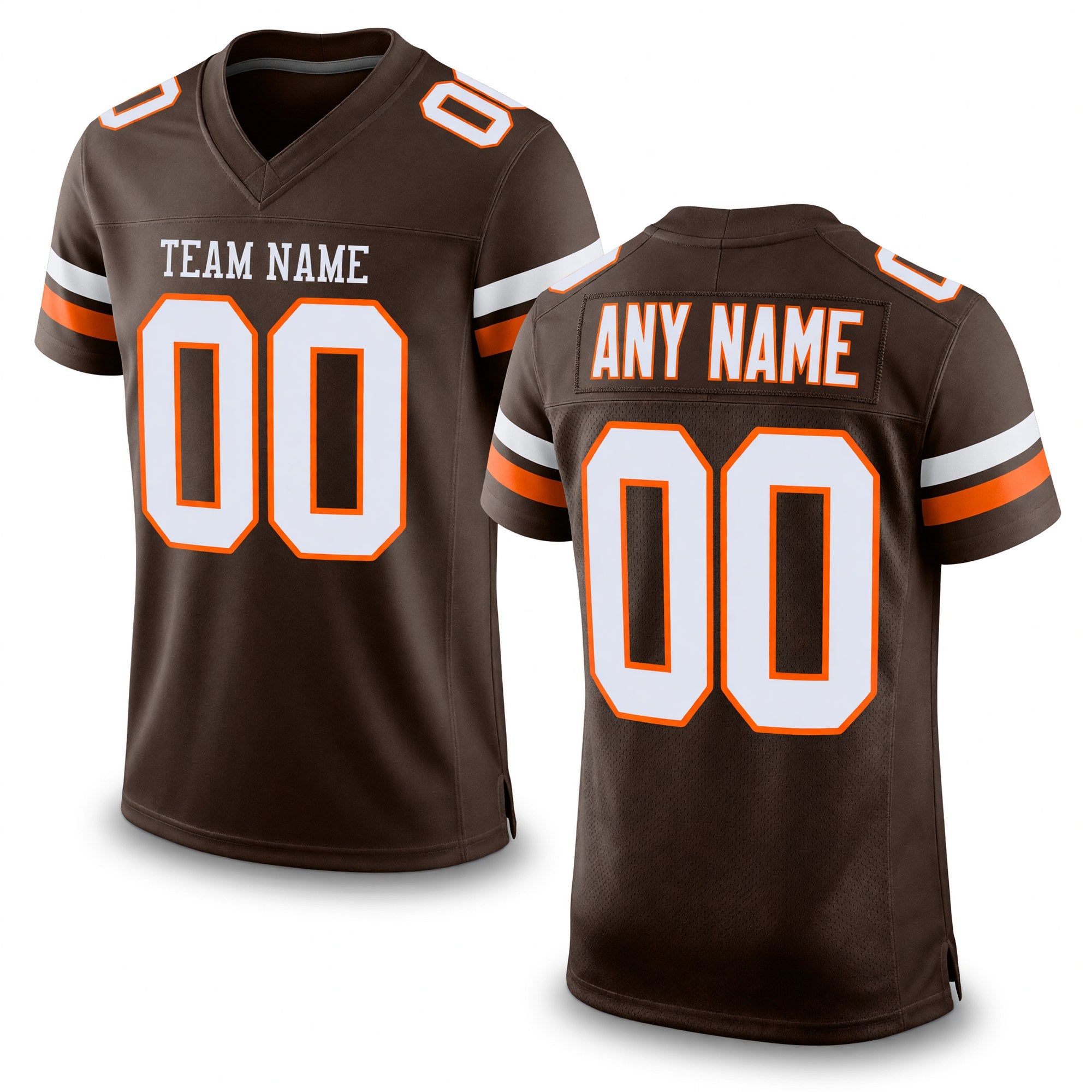 Custom Brown White-Orange Mesh Authentic Football Jersey