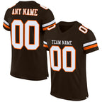 Custom Brown White-Orange Mesh Authentic Football Jersey photo 1
