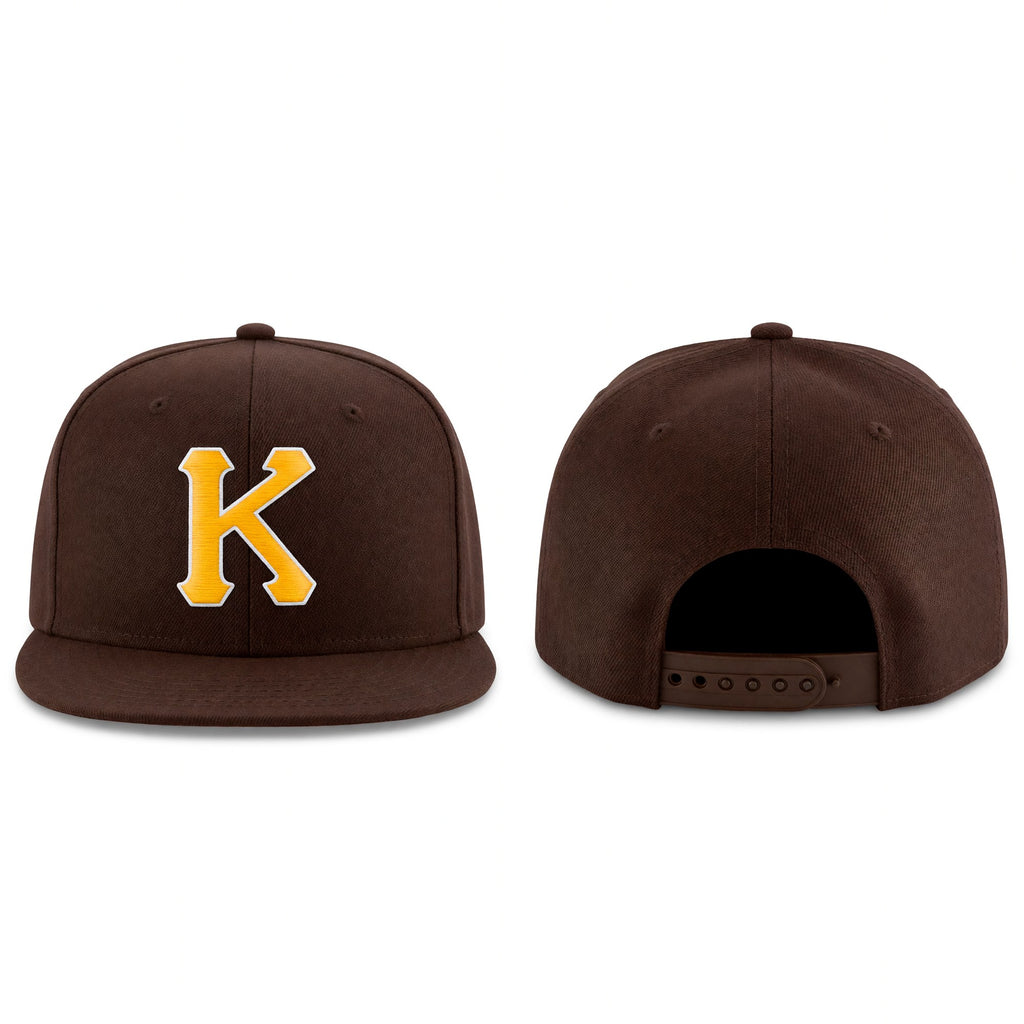 Custom Brown Gold-White Stitched Adjustable Snapback Hat