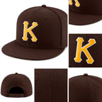 Custom Brown Gold-White Stitched Adjustable Snapback Hat detail