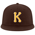 Custom Brown Gold-White Stitched Adjustable Snapback Hat photo 2