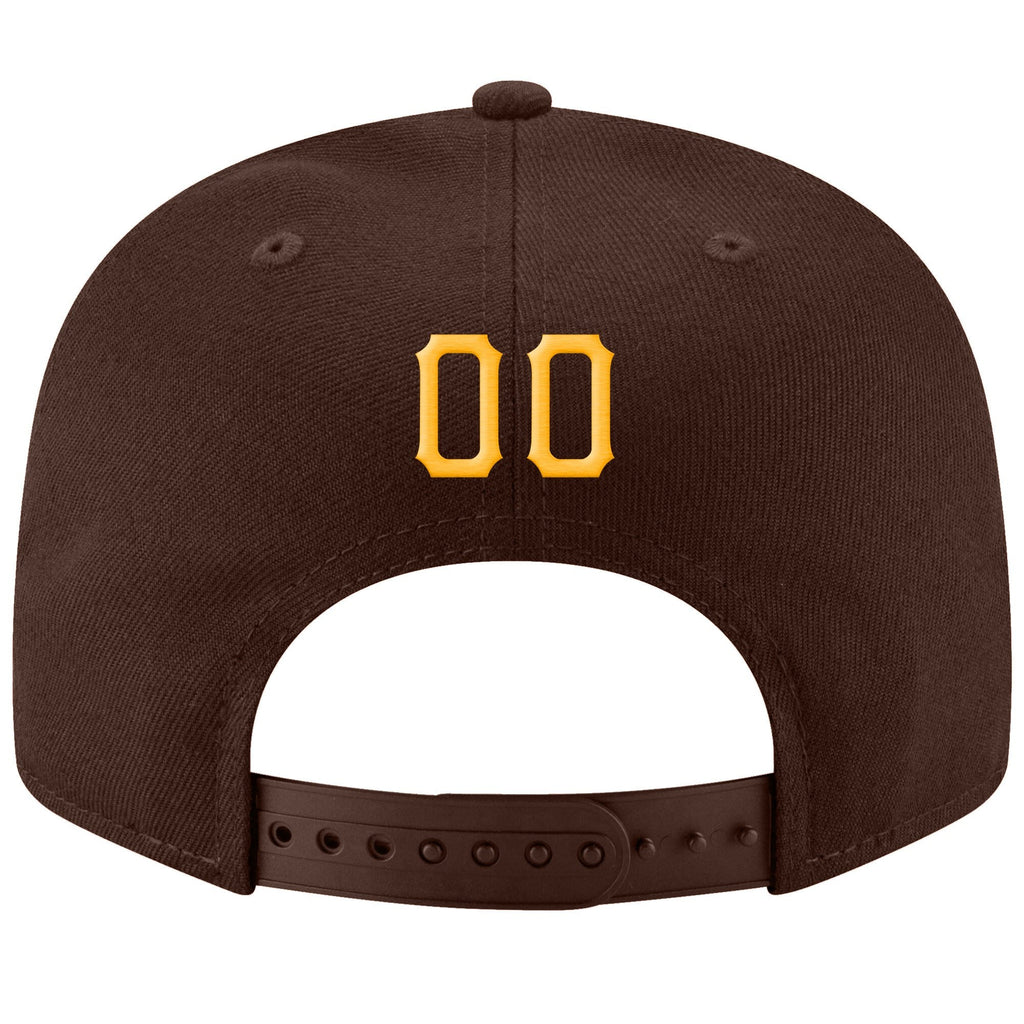 Custom Brown Gold-White Stitched Adjustable Snapback Hat photo 3